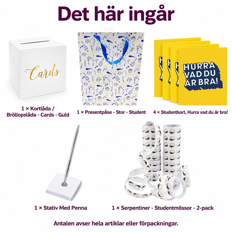 Det här ingår i Studentens presentbord – samla kort och ge plats åt gåvorna