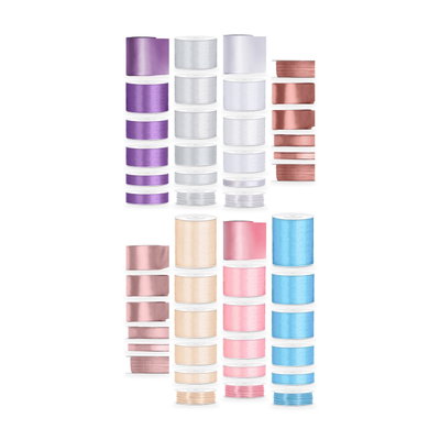 Satinbandspaket – Lavendel och silver – Maxi – 48 rullar – hela paketet