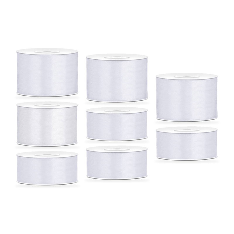 Satinbandspaket – Vit – 8 rullar – hela paketet