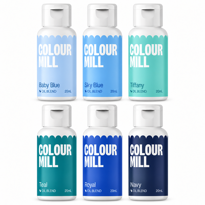 Blå nyanser, 6 flaskor Colour Mill Oil Blend à 20 ml