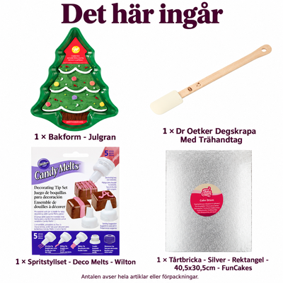 Det här ingår: Julgranskaka på stor bricka – baka och spritsa grenar