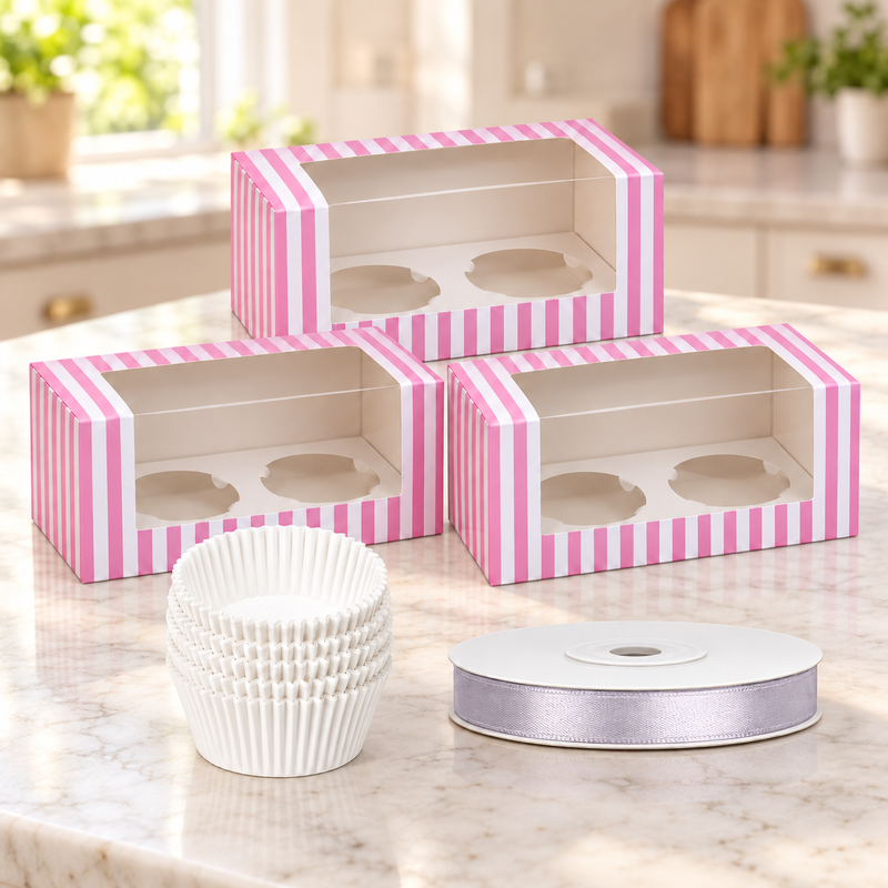 Miljöbild: Tre cupcakegåvor för två – baka och packa sex