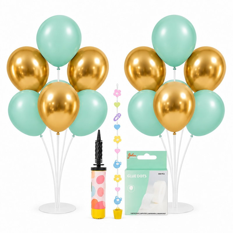 Babybukett utan helium – två fristående ballongställ – produktöversikt