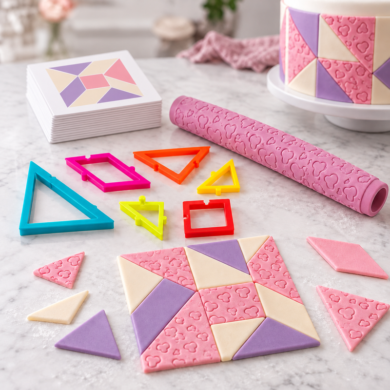 Miljöbild: Mönstrad geometrisk patchwork till tårtan