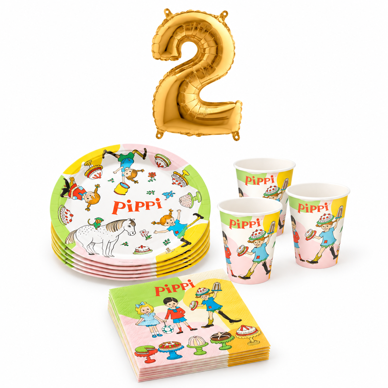 2-årskalas, Pippi Långstrump, kalaspaket, 8 gäster – paketets produkter