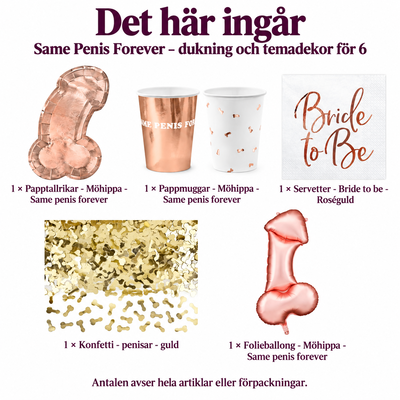 Det här ingår – Same Penis Forever – dukning och temadekor för 6