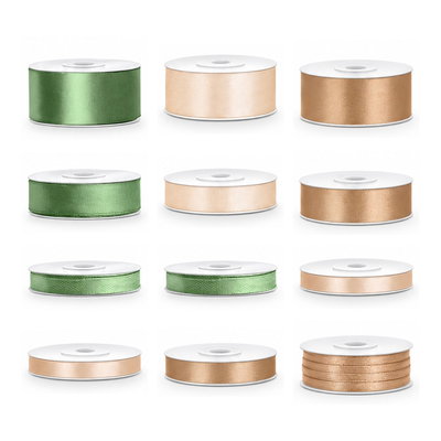 Satinbandspaket – Salvia och cream – 12 rullar – hela paketet