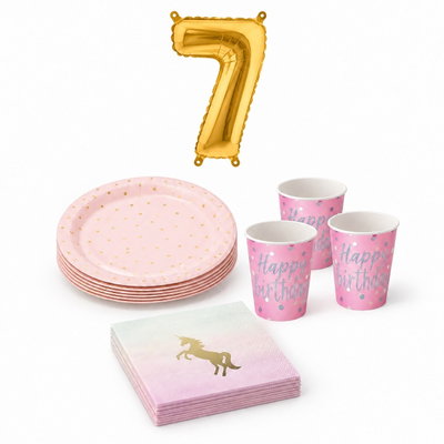 7-årskalas, Enhörningskalas, kalaspaket, 8 gäster – paketets produkter
