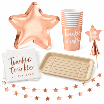 Twinkle – cupcakefika för åtta med roséguld och små stjärnor