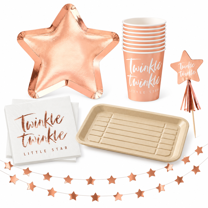 Twinkle – cupcakefika för åtta med roséguld och små stjärnor