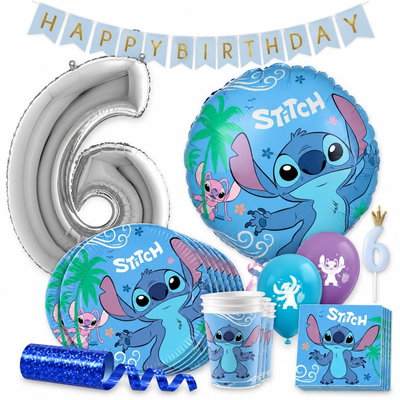 Stitch & Angel – 6-årskalas – kalaspaket för 8 gäster – samlat paketinnehåll