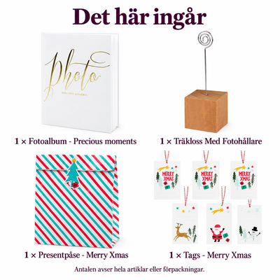 Det här ingår i Årets tolv bilder – julalbum och fyra foton att ställa fram