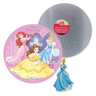 Prinsesskalas – tårtpaket med prinsessbild och Askungen – paketets samlade innehåll