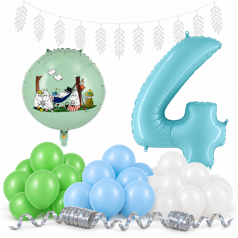 Mumin 4 år – dekorationspaket Mumindalen – paketets produkter