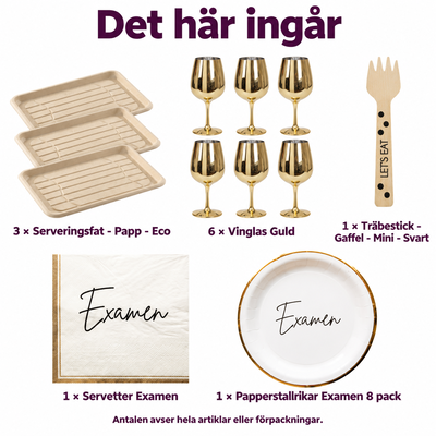 Det här ingår i Disputationsmingel för sex – tre plockfat och sex guldglas