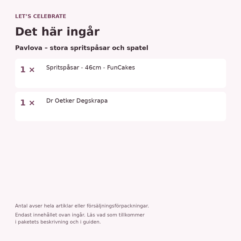 Paketets innehåll och antal försäljningsförpackningar.