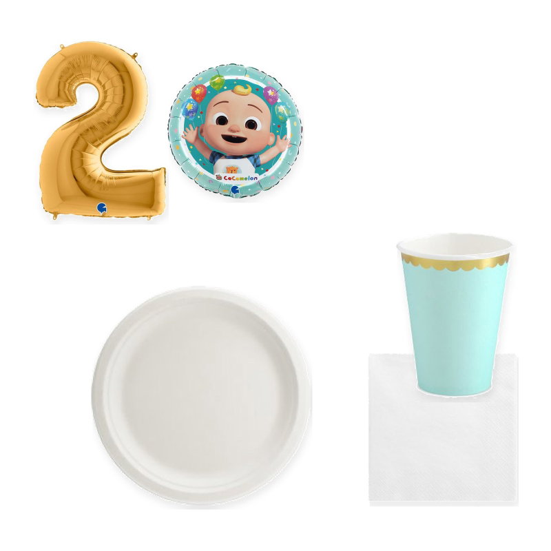 CoComelon 2 år – ballong och färgmatchad dukning för 6 gäster