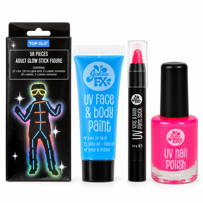 UV-dansfigur – vuxenstickers med blå kroppsfärg och rosa detaljer