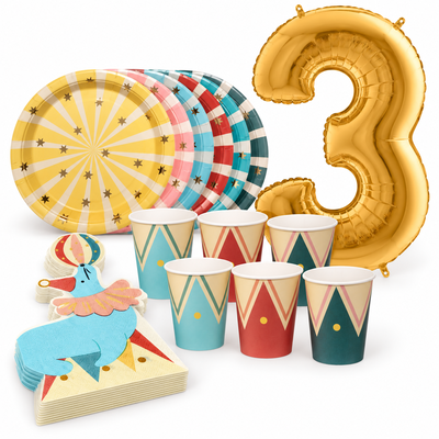 3-årskalas, Cirkus, kalaspaket, 6 gäster – samlat paketinnehåll