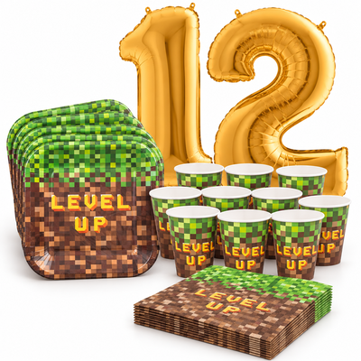 12-årskalas, Minecraft-kalas, kalaspaket, 8 gäster – samlat paketinnehåll