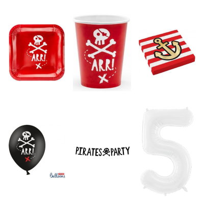 5-årskalas, Piratkalas, kalaspaket, 6 gäster – översikt av ingående produkttyper