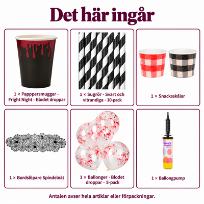 Det här ingår: Blodröd mocktailhörna för åtta – dryck och salta tilltugg