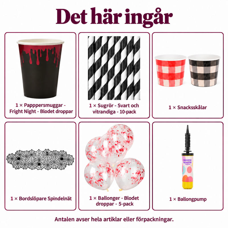 Det här ingår: Blodröd mocktailhörna för åtta – dryck och salta tilltugg