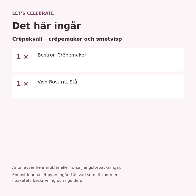 Paketets innehåll och antal försäljningsförpackningar.