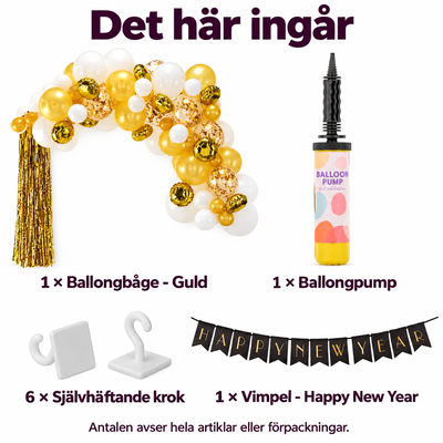 Det här ingår i Nyårsentrén – sjuttio ballonger runt dörren