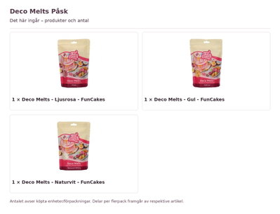 Deco Melts Påsk – innehåll och antal förpackningar
