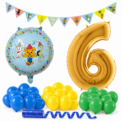 Bamse 6 år – dekorationspaket Klassiker – paketets produkter