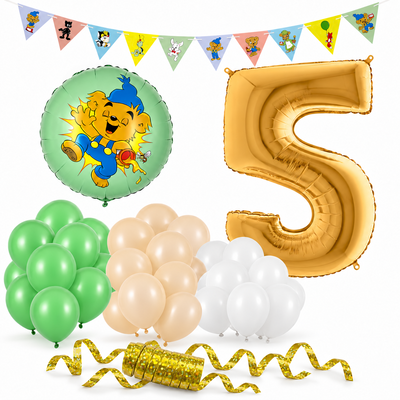 Bamse 5 år – dekorationspaket Skog – paketets produkter