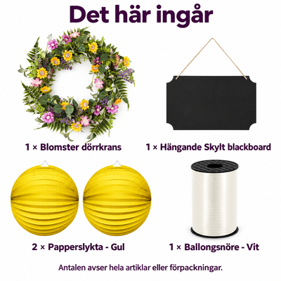 Det här ingår i Vårvälkomnande vid dörren – krans, hälsning och två lyktor