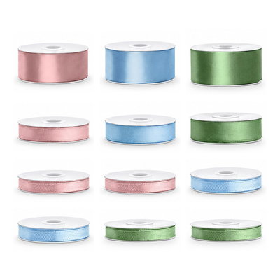 Satinbandspaket – Scrapbooking pastell – 12 rullar – hela paketet