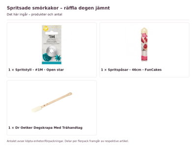Spritsade smörkakor – räffla degen jämnt – innehåll och antal förpackningar