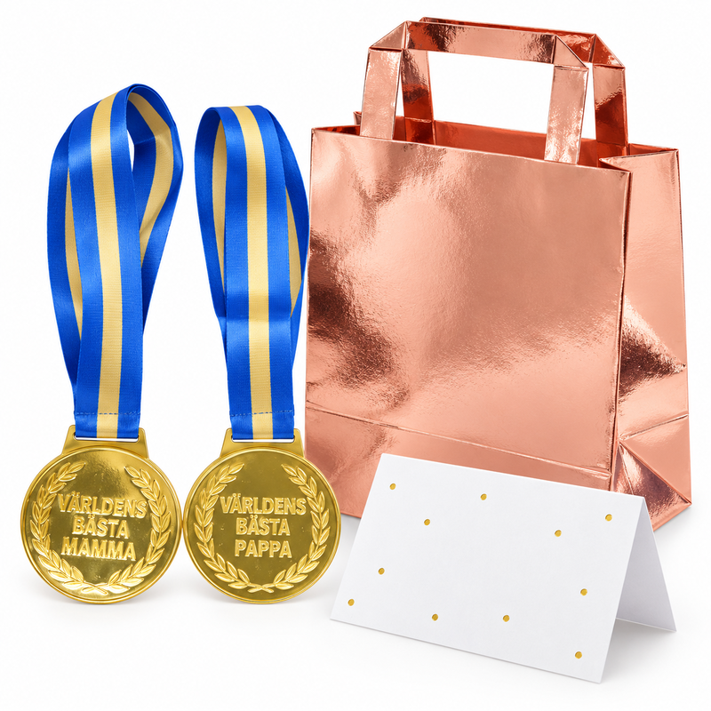 Två medaljer till de nyblivna föräldrarna – packa och ge