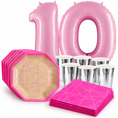 10-årskalas, Neonkalas, kalaspaket, 6 gäster – samlat paketinnehåll