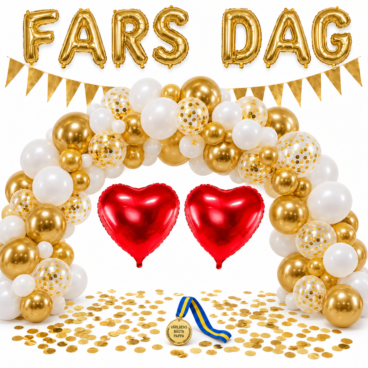 FARS DAG – dekorationspaket till fars dag – stora firandet i vitt & guld