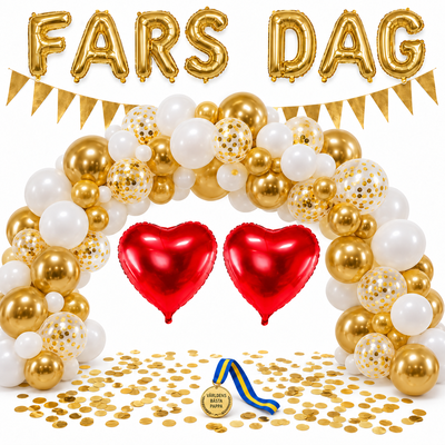 FARS DAG – dekorationspaket till fars dag – stora firandet i vitt & guld