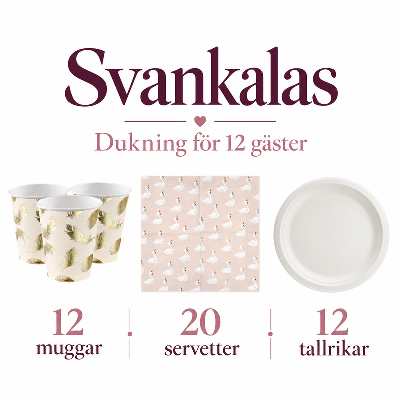 Svankalas, dukningspaket för 12 gäster – översikt av ingående delar