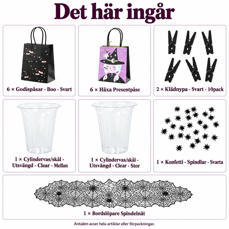Det här ingår: Halloweenbufféns påsbar – tolv gäster fyller varsin gåva