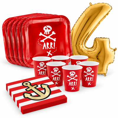 4-årskalas, Piratkalas, kalaspaket, 6 gäster – samlat paketinnehåll