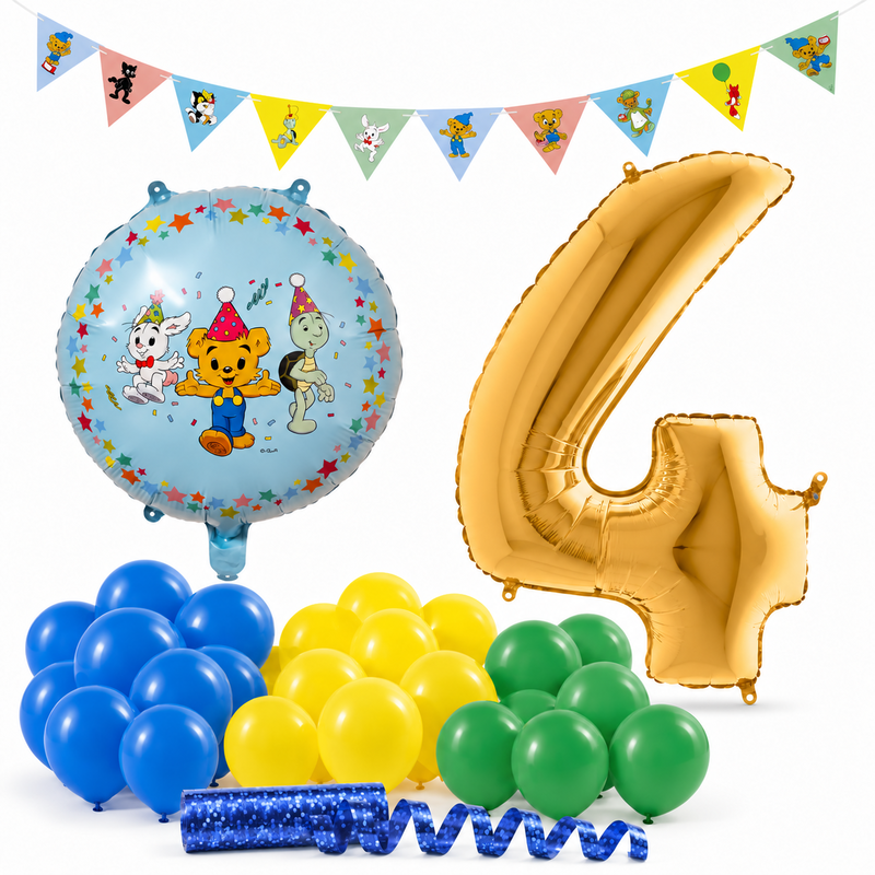 Bamse 4 år – dekorationspaket Klassiker – paketets produkter