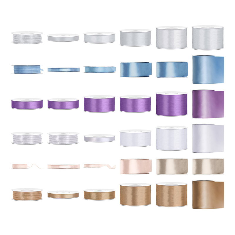 Satinbandspaket – Silverglans – Maxi – 36 rullar – hela paketet