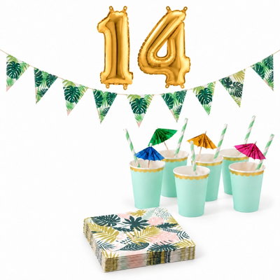 14-årskalas, Mocktailparty – tropisk dryckeshörna, serveringspaket, 6 gäster – paketets produkter