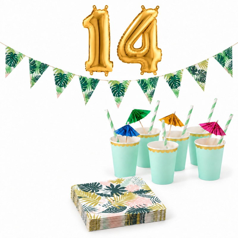 14-årskalas, Mocktailparty – tropisk dryckeshörna, serveringspaket, 6 gäster – paketets produkter