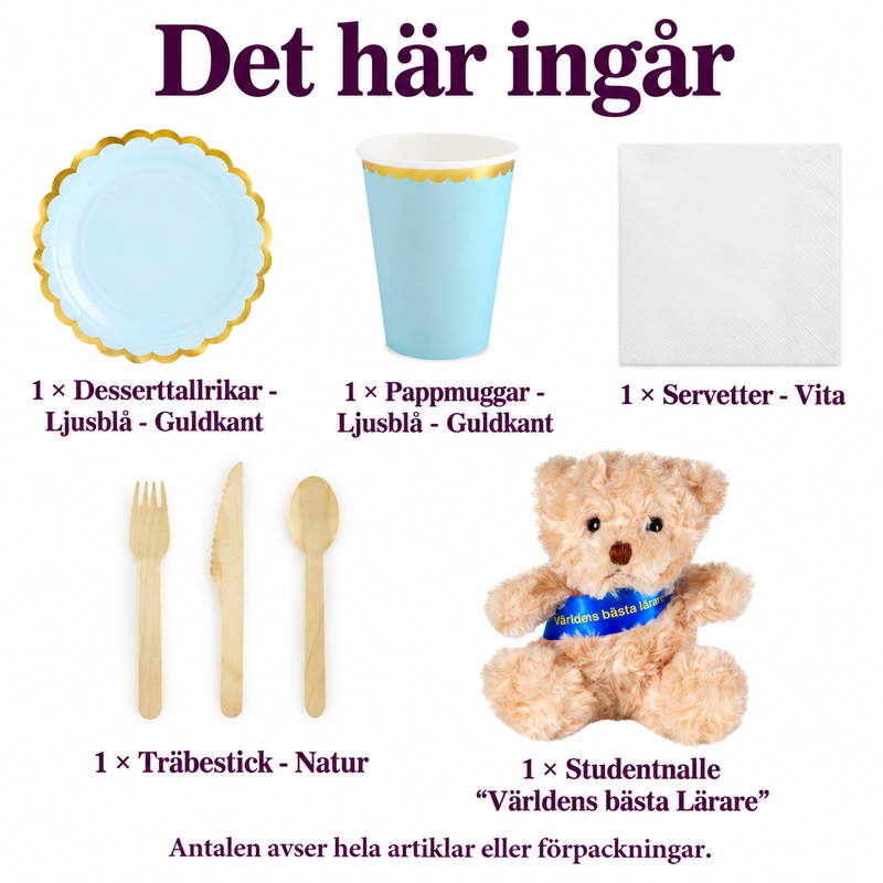 Det här ingår i Tackfika för läraren – sex platser och en gemensam hälsning