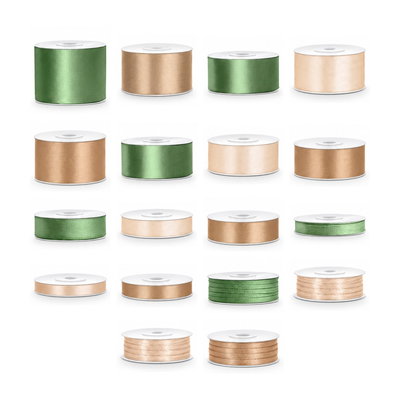 Satinbandspaket – Salvia och cream – Stor – 18 rullar – hela paketet