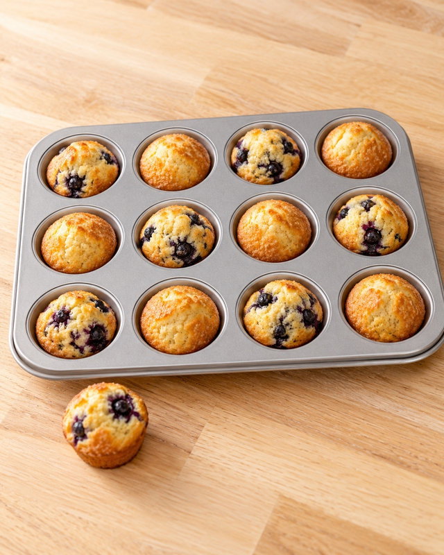Muffinsplåt för 12 minimuffins med färdiggräddade muffins – användningsexempel