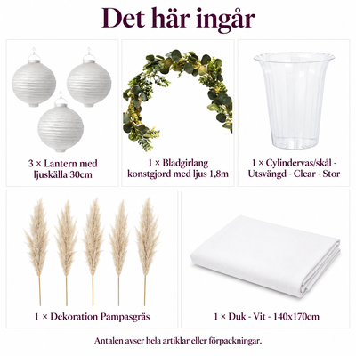 Det här ingår i Verandans kvällslounge – papperslyktor och grön bordsdekor